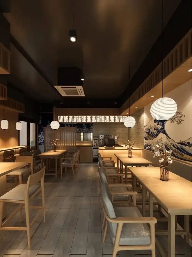 果图：打造和风雅致的用餐空间OG真人日本料理店装修风格效(图1)