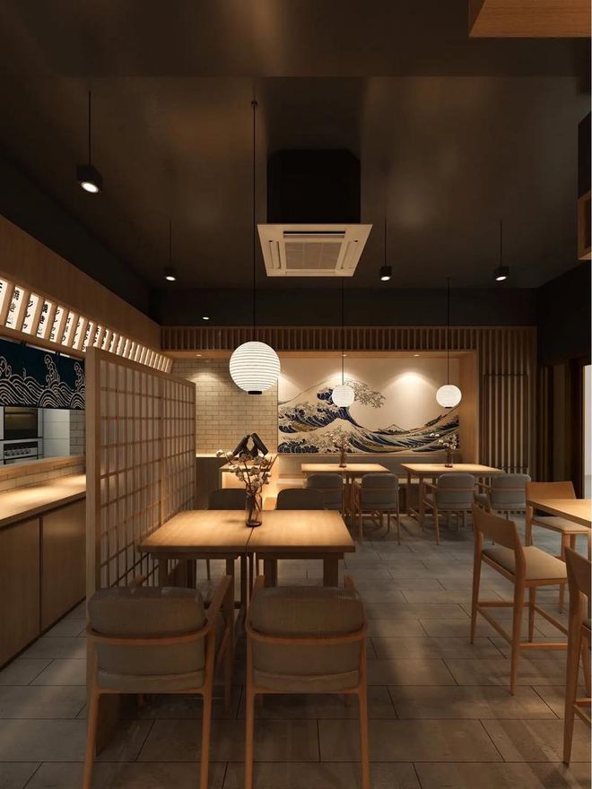 果图：打造和风雅致的用餐空间OG真人日本料理店装修风格效(图2)